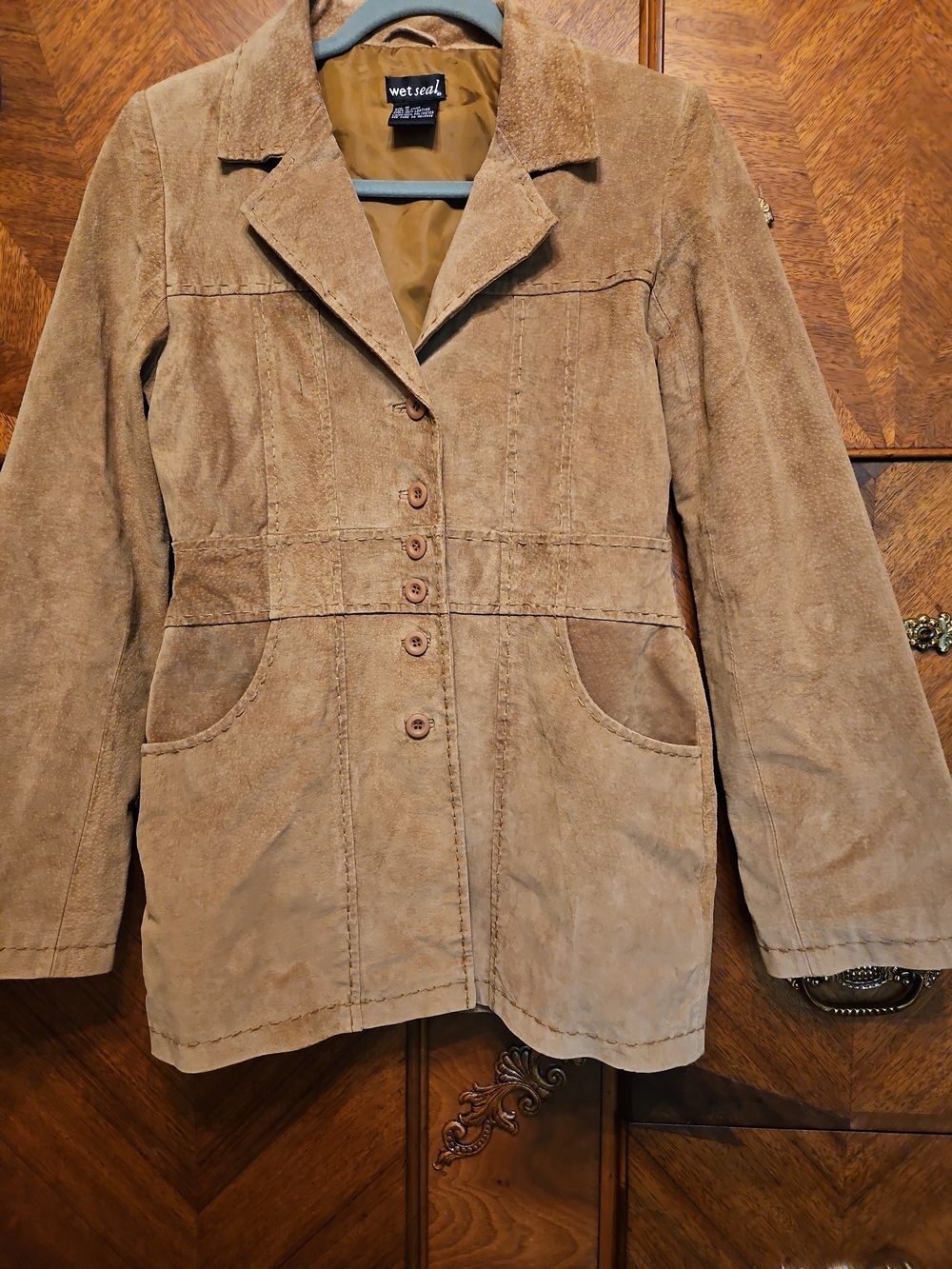 Wet Seal Women's Tan Suede Button-Front Jacket Size Medium